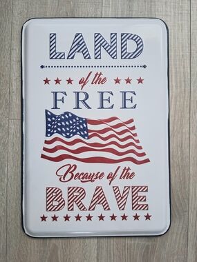Land of the Free Patriotic Metal Sign - Red, White & Blue